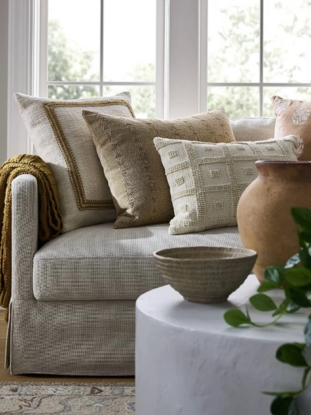 Threshold Designed with Studio McGee Embroidered Frame Square Throw Pillow NWT